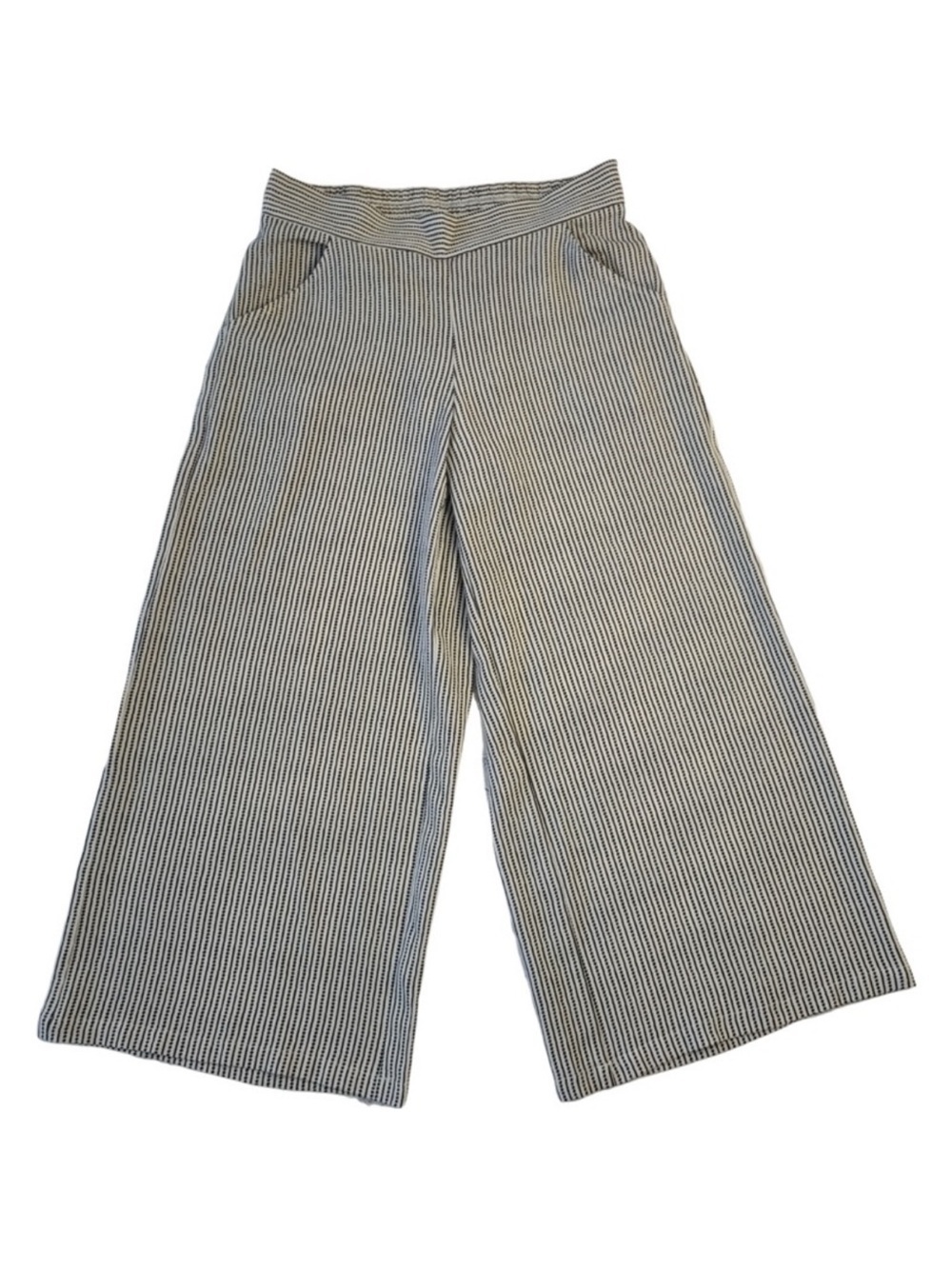 ✅ Max Studio wide leg cropped light weight flat front pants size M